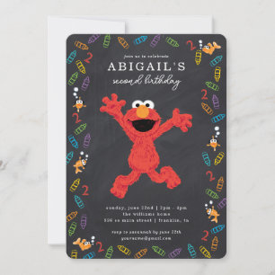 Invitation Sesame Street Elmo Anniversaire de Crayon