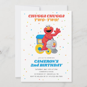 Invitation Sesame Street Elmo Chugga Chugga Deux Anniversaire