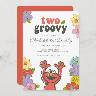 Invitation Sesame Street Elmo   Deux Anniversaire Floral Supe
