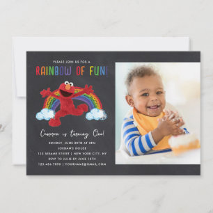 Invitation Sesame Street - Elmo Rainbow of Fun Birthday Photo
