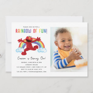 Invitation Sesame Street - Elmo Rainbow of Fun Birthday Photo