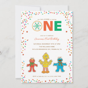 Invitation Sesame Street Noël Cookie Premier Anniversaire
