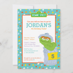 Invitation Sesame Street Oscar the Grouch Confetti Anniversai