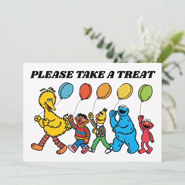 Invitation Sesame Street Pals Ballons d'Anniversaire Prendre  (Debout devant)