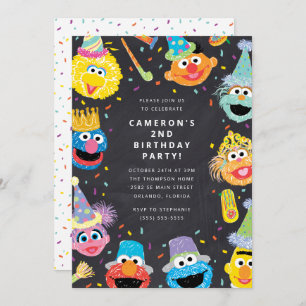 Invitation Sesame Street Pals Chalkboard Confetti Anniversair
