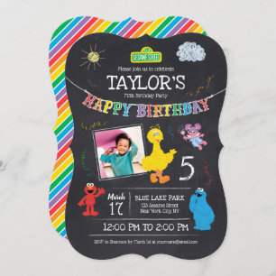 Invitation Sesame Street Pals Chalkboard Photo 5Anniversaire