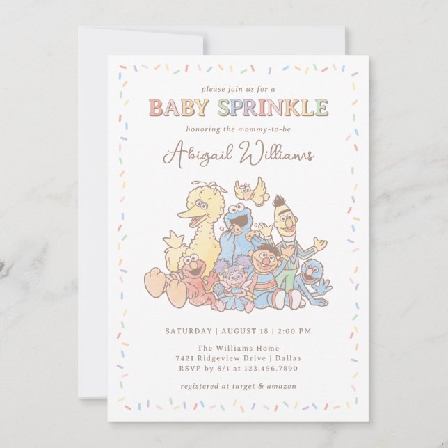 Invitation Sesame Street Pals Confetti Baby Sprinking (Devant)