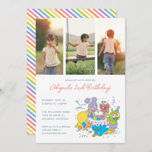 Invitation Sesame Street Pals Pastel Photo d'anniversaire