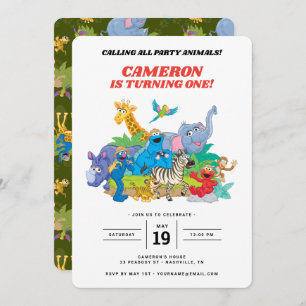 Invitation Sesame Street Safari Animaux 1er Anniversaire Invi