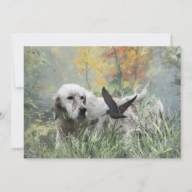 Invitation Setter anglais, saison de chasse à la bécasse, Art (Devant)