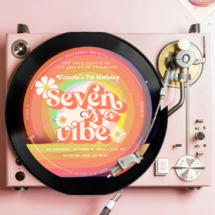 Invitation Seve est une Vibe Super Retro Vinyl Rainbow Daisy
