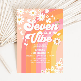 Invitation SEVEN est une ambiance rose pêche 7ème anniversair