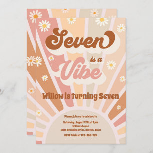 Invitation Seven Is A Vibe Boho Sunshine 7e fête d'anniversai