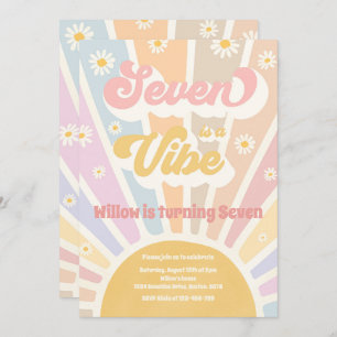 Invitation Seven Is A Vibe Boho Sunshine 7e fête d'anniversai