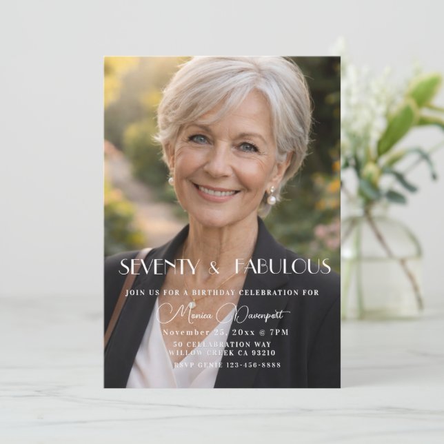 Invitation Seventy and Fabulous Photo 70th Birthday Party (Debout devant)