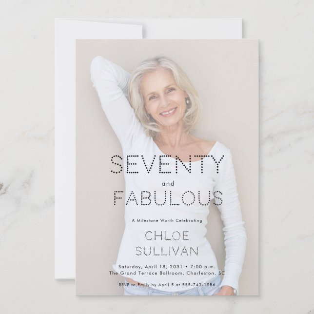 Invitation Seventy and Fabulous Photo 70th Birthday Party (Devant)