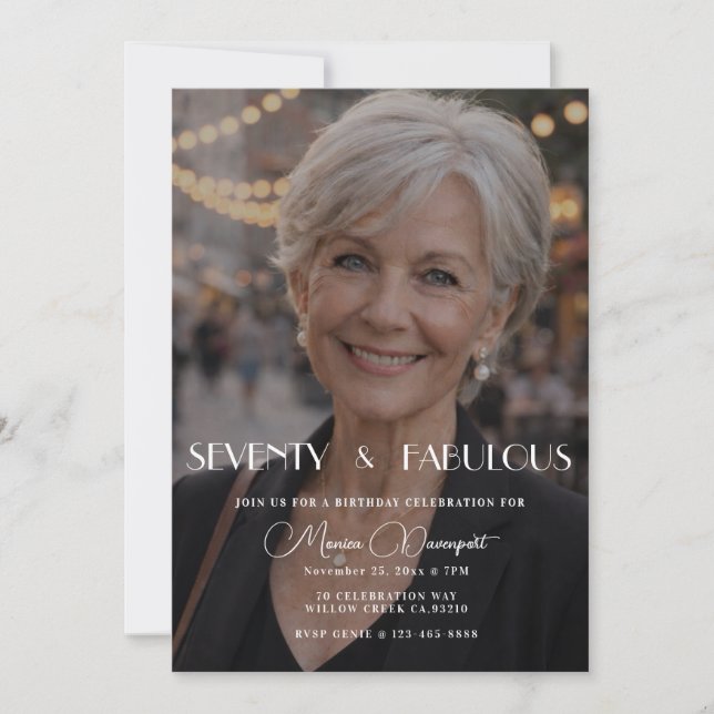 Invitation Seventy and Fabulous Photo 70th Birthday Party Inv (Devant)