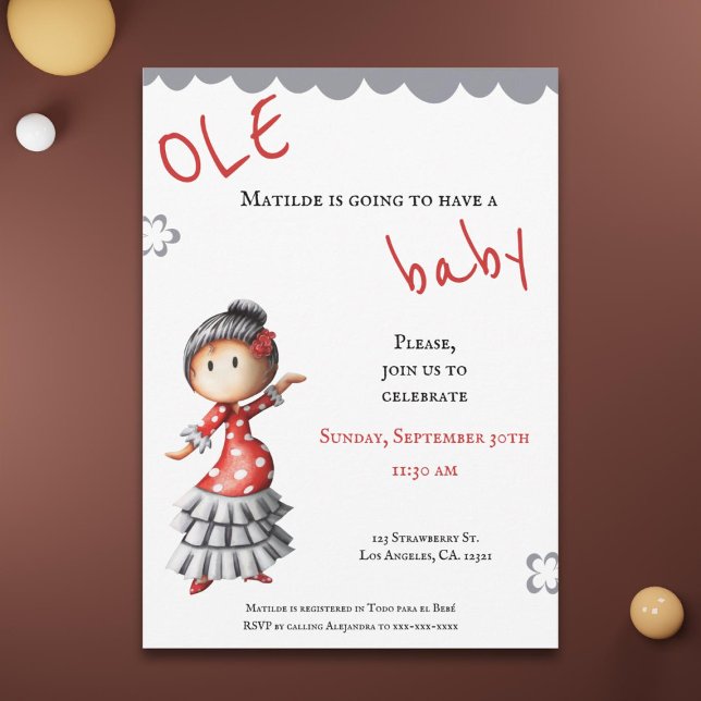 Invitation Sevillana Danseuse flamenco Baby shower espagnol (Créateur téléchargé)