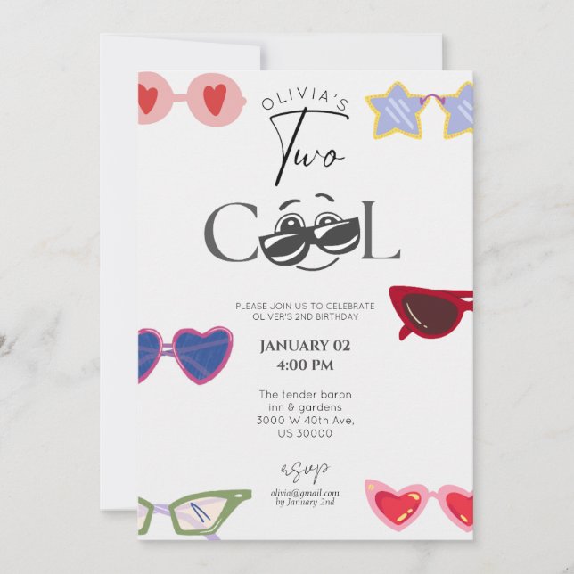 Invitation Sexe neutre drôle deuxième anniversaire (Devant)