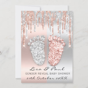 Invitation Sexe Révéler les pieds gouttes Rose argent bébé ga