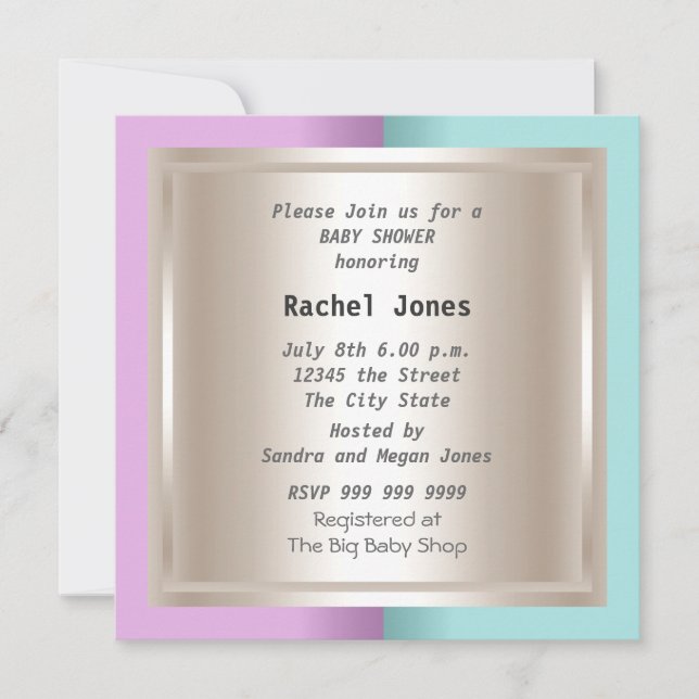 Invitation Sexe Révéler Pink Blue Cream Baby shower Party (Devant)