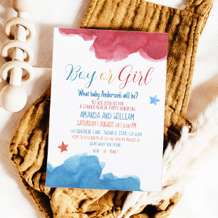 Invitation Sexe Révéler rose et bleu fête