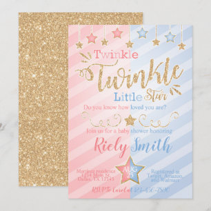 Invitation Sexe Révéler Twinkle Baby shower Little Star