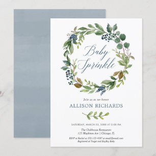 Invitation Sexe vert neutre poussière bleu bébé saupoudrer