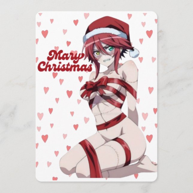 Invitation Sexy Santa Marry Cristmas Wrapped Anime Girl (Devant)