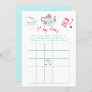 Invitation Shabby-Chic Baby shower Tea Party Bingo