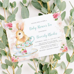 Invitation Shabby Chic Bunny Baby shower Tea Party