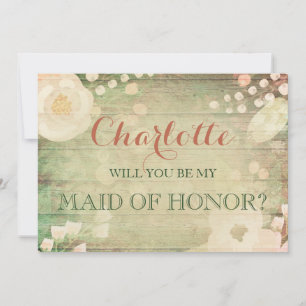 Invitation Shabby Chic Florals Serez-vous ma servante d'hon