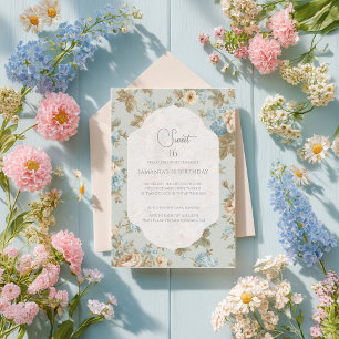 Invitation Shabby Chic floraux Anniversaire