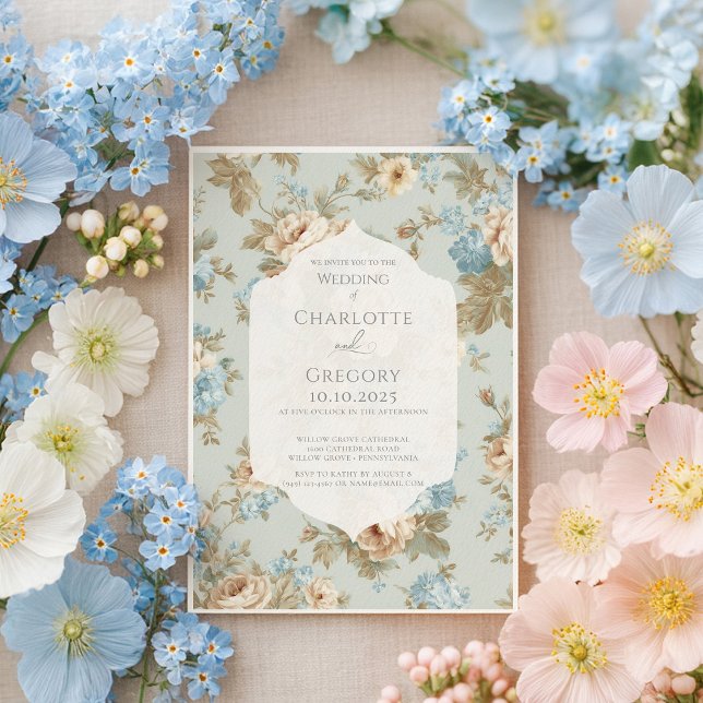 Invitation Shabby Chic floraux mariage (Créateur téléchargé)