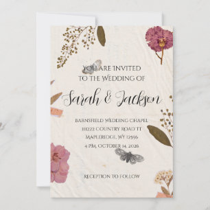 Invitation Shabby Chic Mariage Pressé Fleurs Mariage Invitati