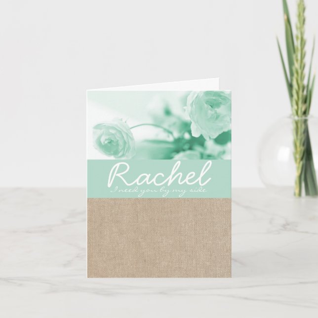 Invitation Shabby Chic Mint Peony Burlap (Devant)