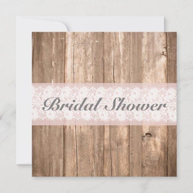 Invitation Shabby Chic Rustic Fête de l'mariée personnalisabl (Devant)