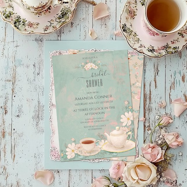 Invitation Shabby chic Tea Party Fête des mariées (Créateur téléchargé)