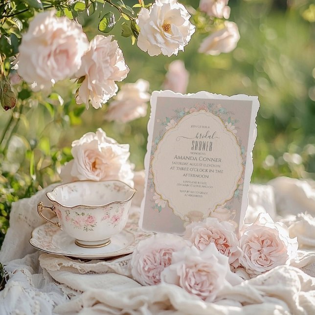 Invitation Shabby chic Tea Party Fête des mariées (Créateur téléchargé)