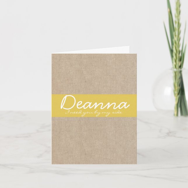 Invitation Shabby Chic Yellow Gold Burlap Demande d'aide d'in (Devant)