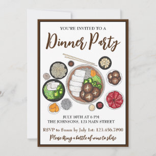 Invitation Shabu-Shabu Dîner Japonais Soirée Restauration Hot