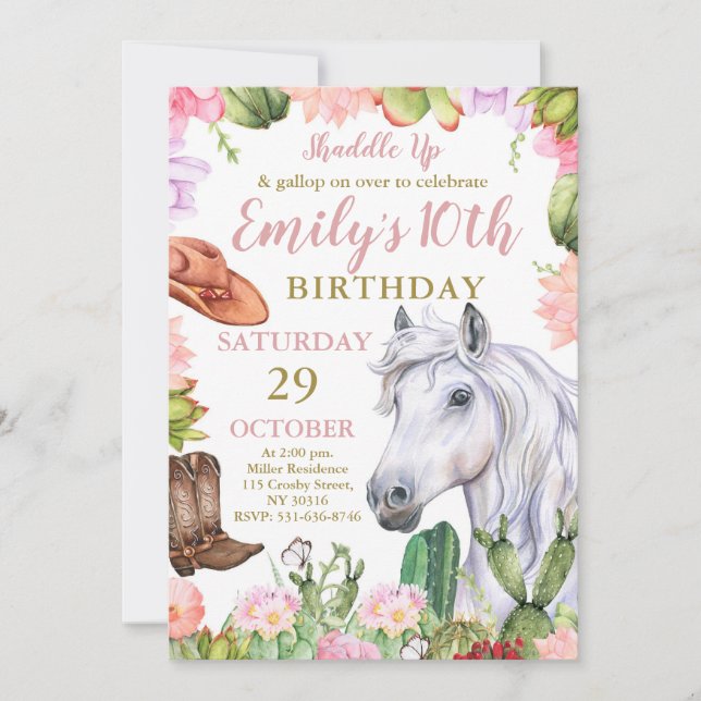 Invitation Shaddup Anniversaire, Cheval, Fête d'anniversaire  (Devant)