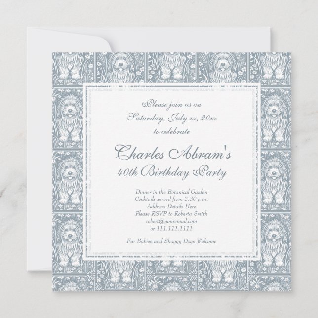 Invitation Shaggy Chien Anniversaire Fête Animaux Bienvenue (Dos)