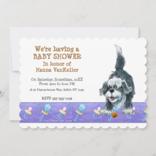 Invitation Shaggy Sheep Chien Baby shower