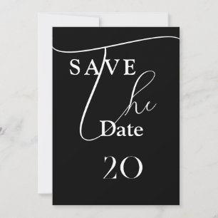 Invitation Shailene Noir et Blanc Mariage Enregistrer la date