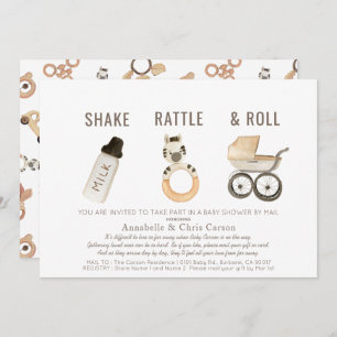 Invitation Shake Rattle & Roll Boho Baby shower par courrier
