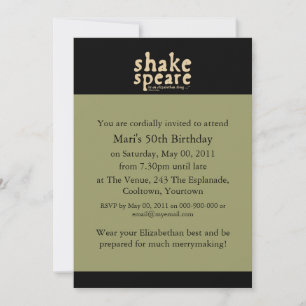 Invitation Shakespeare - c'est une chose élisabéthaine