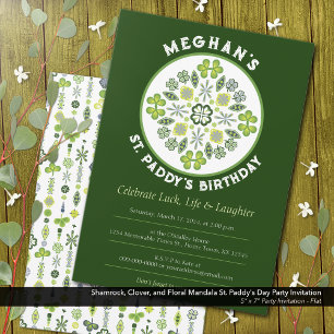 Invitation Shamrock Clover Mandala St. Paddy's Birthday Party