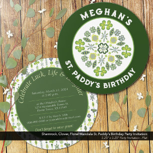 Invitation Shamrock Clover Mandala St. Paddy's Birthday Party