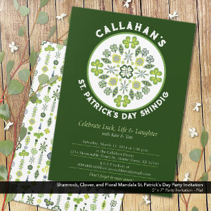 Invitation Shamrock Clover Mandala St. Patrick's Day Party